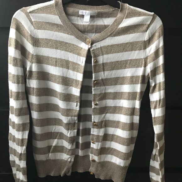 New York & Company Sweaters - Ivory and Gold Cardigan